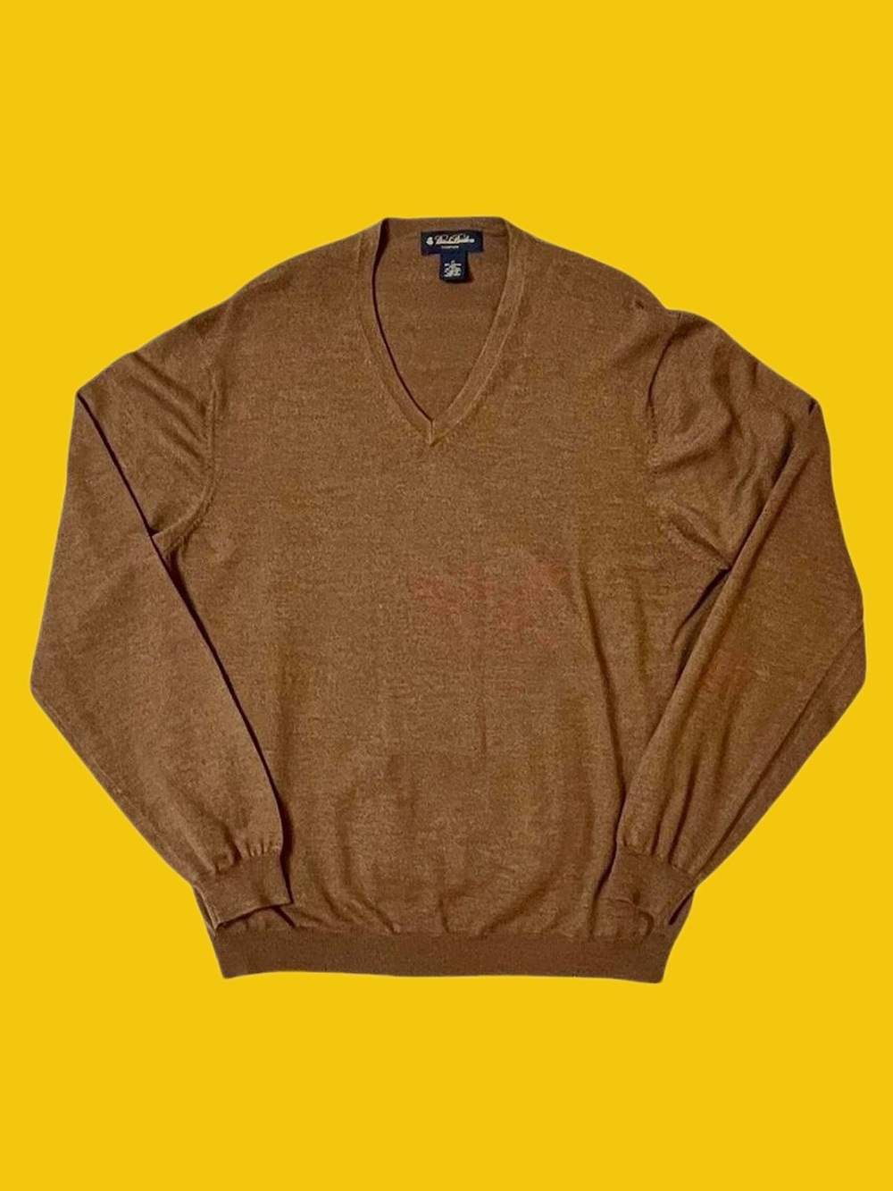 Brooks Brothers Stretch Merino Wool Brown V-Neck Sweater XL